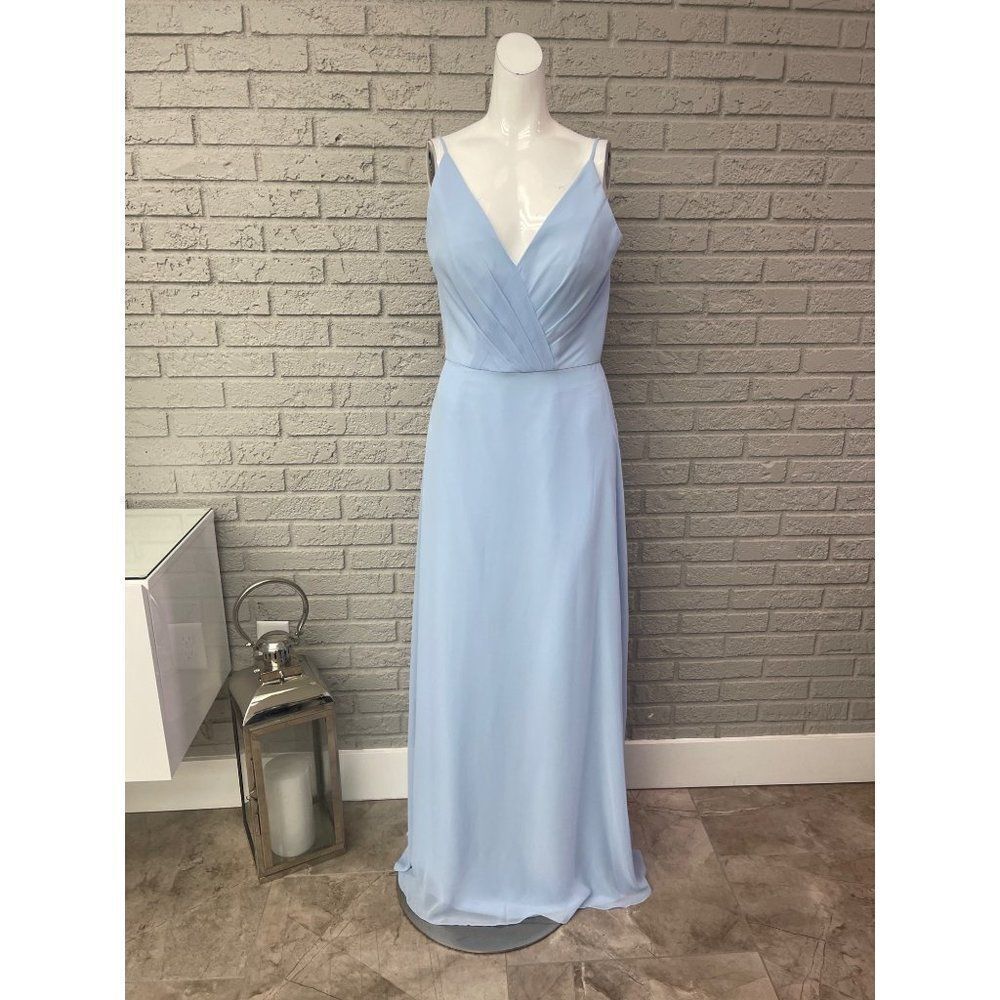 Jasmine Bridesmaids Light Blue Spaghetti Strap Chiffon Gown Size 8 NWT
